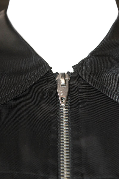 Cinq A Sept Womens Blouse Black Cupro Collared Short Sleeve Size S