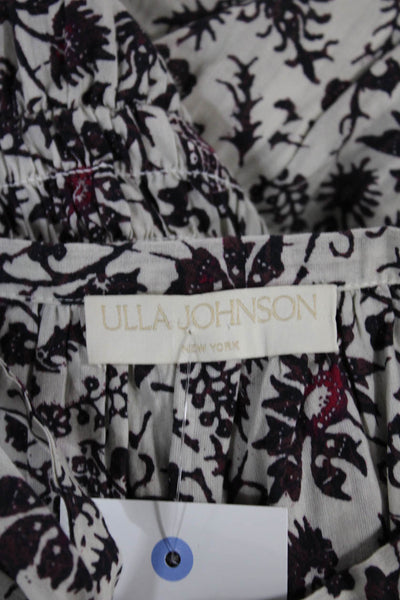 Ulla Johnson Women Floral Long Cotton Dress Crew Neck Long Sleeve Size 4