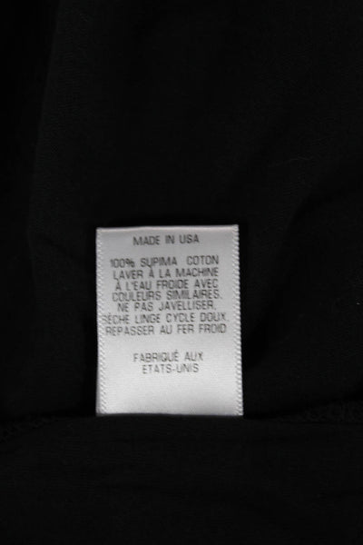 Nili Lotan Women Shirt Black Cotton V Neck Short Sleeve Size XS