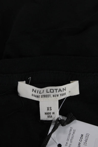 Nili Lotan Women Shirt Black Cotton V Neck Short Sleeve Size XS