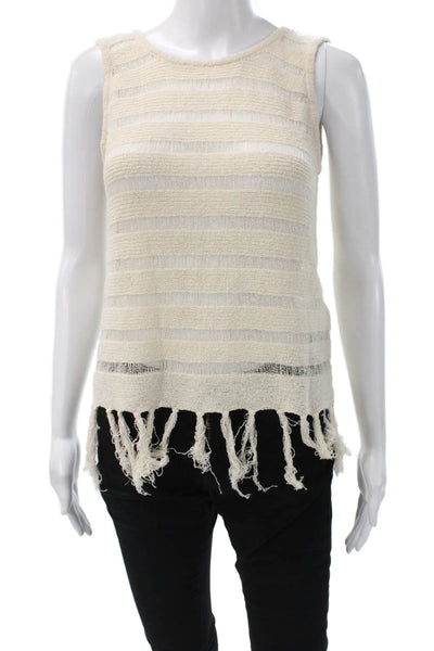 Michael Stars Womens Cotton Boat Neck Sleeveless Blouse White Size XS