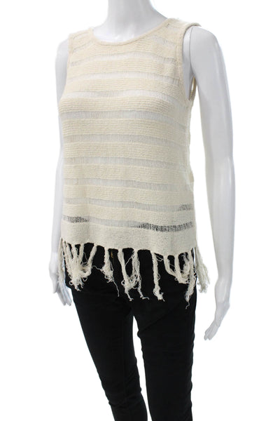 Michael Stars Womens Cotton Boat Neck Sleeveless Blouse White Size XS