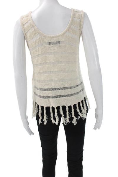 Michael Stars Womens Cotton Boat Neck Sleeveless Blouse White Size XS