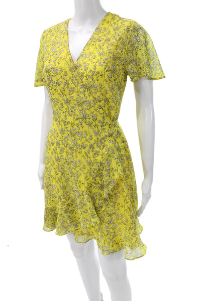 Banana Republic Womens Dress Yellow Floral V Neck Knee Length Size 0