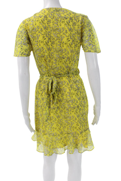 Banana Republic Womens Dress Yellow Floral V Neck Knee Length Size 0