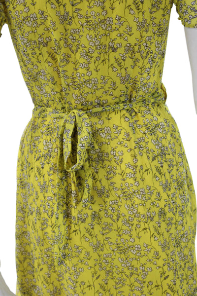Banana Republic Womens Dress Yellow Floral V Neck Knee Length Size 0