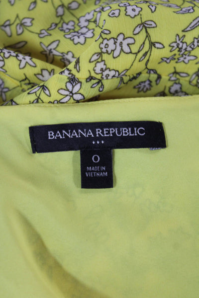 Banana Republic Womens Dress Yellow Floral V Neck Knee Length Size 0