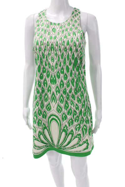Julie Brown Women Dress White Sleeveless Scoop Neck Knee Length Cotton Size 4