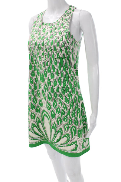 Julie Brown Women Dress White Sleeveless Scoop Neck Knee Length Cotton Size 4