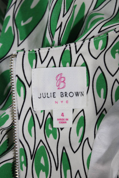 Julie Brown Women Dress White Sleeveless Scoop Neck Knee Length Cotton Size 4