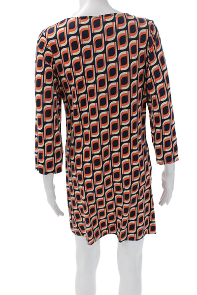 Julie Brown Womens Abstract V Neck Long Sleeve Knee Length Dress Size S