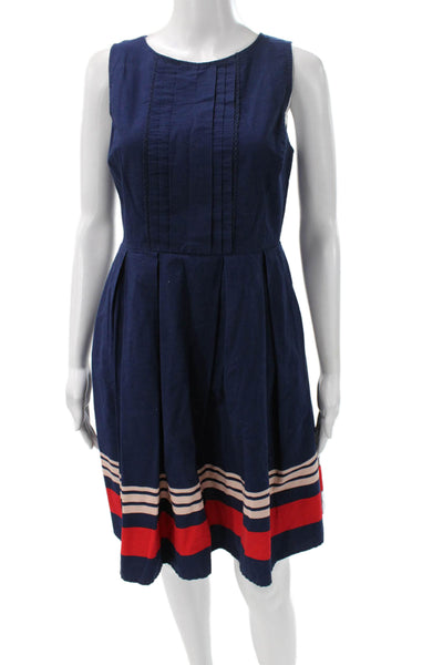 Jason Wu Womens Striped Cotton Sleeveless Boat Neck Knee Length Dress Size 6