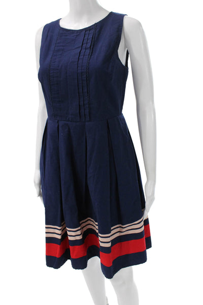 Jason Wu Womens Striped Cotton Sleeveless Boat Neck Knee Length Dress Size 6