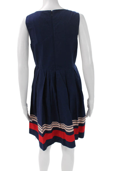 Jason Wu Womens Striped Cotton Sleeveless Boat Neck Knee Length Dress Size 6