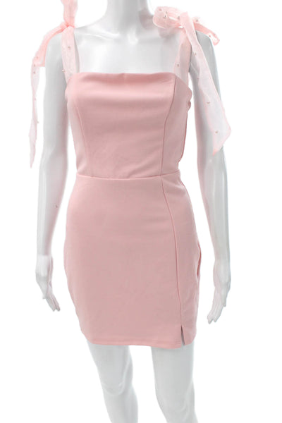 Lulus Womens Pink Square Neck Sleeveless Knee Length Polyester Dress Size S
