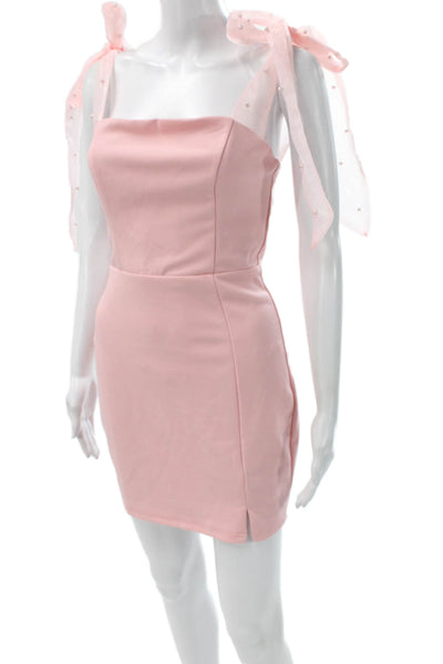 Lulus Womens Pink Square Neck Sleeveless Knee Length Polyester Dress Size S