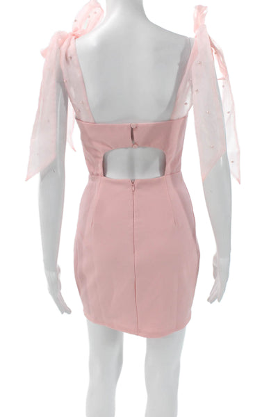 Lulus Womens Pink Square Neck Sleeveless Knee Length Polyester Dress Size S