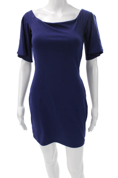 Susana Monaco Womens Blue Scoop Neck Short Sleeve Dress Size S