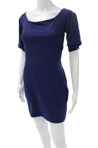 Susana Monaco Womens Blue Scoop Neck Short Sleeve Dress Size S