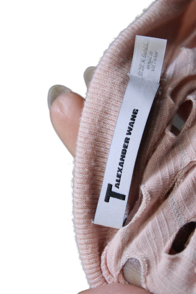 T Alexander Wang Women Pink Spotted Short Sleeve T-Shirt Size XS