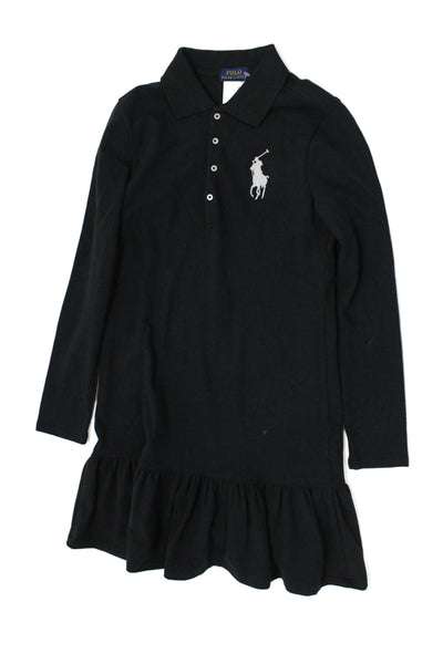 Polo Ralph Lauren Childrens Girls Long Sleeves Polo Dress Black Size 12-14