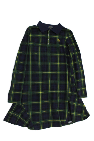 Polo Ralph Lauren Childrens Girls Plaid A Line Dress Green Blue Size 16