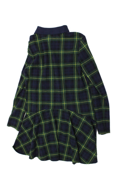 Polo Ralph Lauren Childrens Girls Plaid A Line Dress Green Blue Size 16