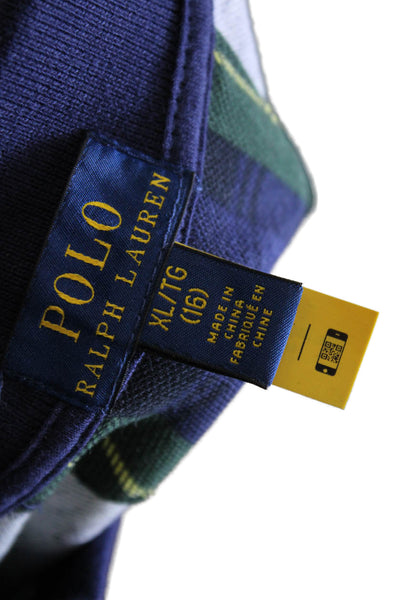 Polo Ralph Lauren Childrens Girls Plaid A Line Dress Green Blue Size 16