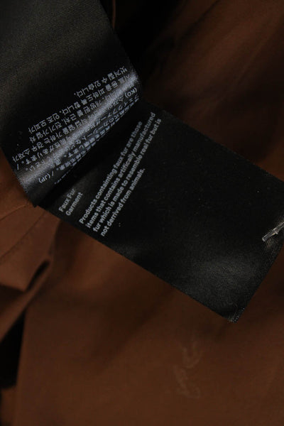 Stand Studio Women Brown Collared Solid Long Sleeve Polyester Coat Size 36