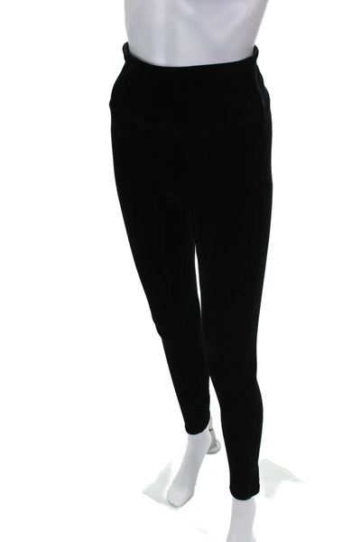 Spanx Womens Black Velvet Leggings Solid Size M