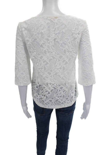Maje Womens Cotton Floral Crew Neck Blouse Short Sleeve Size 1