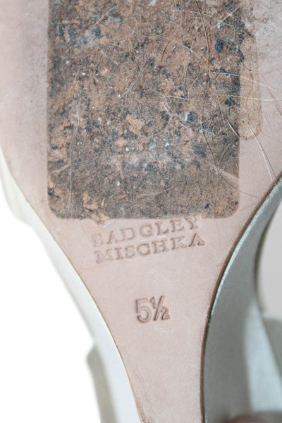 Badgley Mischka Women's Open Toe Embellish Wedge Sandals Beige Size 6.5