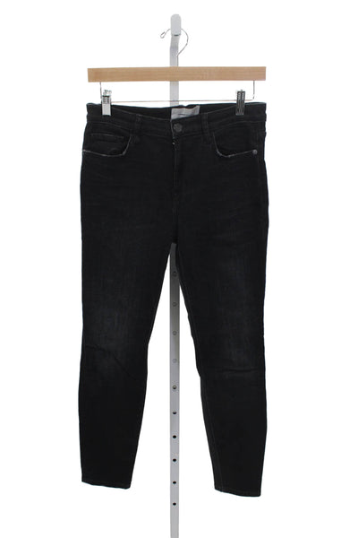 Current/Elliott Women Jeans Black Cotton Mid Rise Inseam 27 Size 27