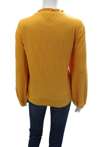 J Crew Womens Yellow Cotton Crew Neck Long Sleeve Blouse Size XL