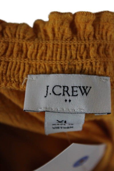J Crew Womens Yellow Cotton Crew Neck Long Sleeve Blouse Size XL