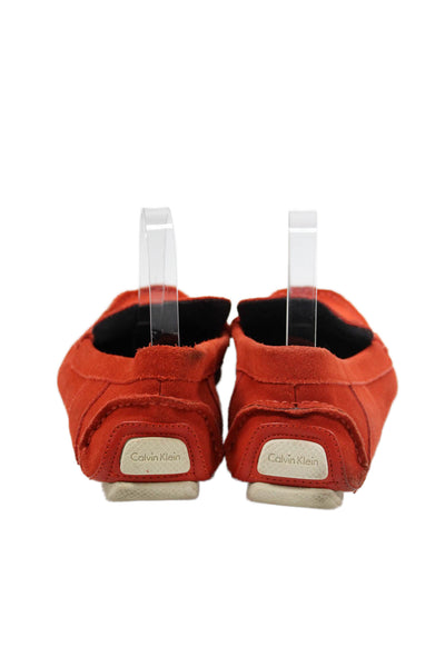 Calvin Klein Mens Suede Slide On Marcell Driving Loafers Orange Size 10