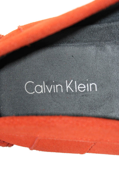 Calvin Klein Mens Suede Slide On Marcell Driving Loafers Orange Size 10