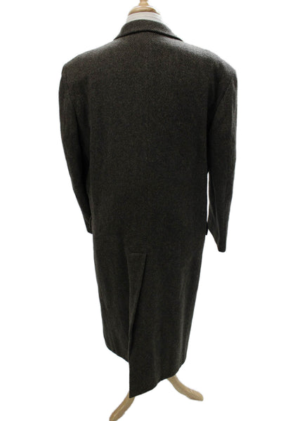 Christian Aujard Mens Collared Wool Striped Buttoned Brown Coat Size 40