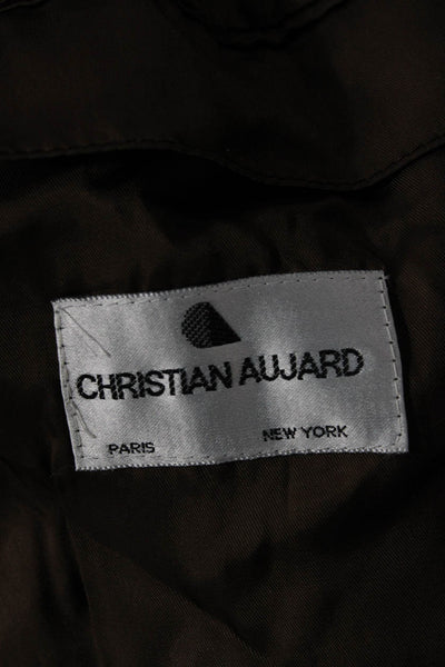 Christian Aujard Mens Collared Wool Striped Buttoned Brown Coat Size 40
