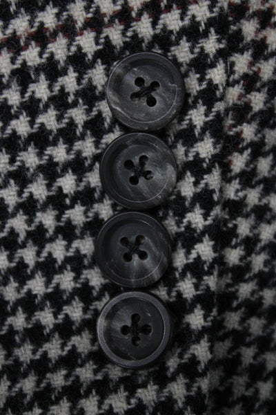 Hart Schaffner Marx Mens Black Wool Houndstooth Blazer Collared Size 42