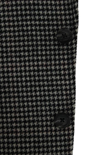 Hart Schaffner Marx Mens Black Wool Houndstooth Blazer Collared Size 42