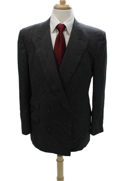 Dunhill Mens Wool Blazer Gray Buttoned Collared Solid Size 52