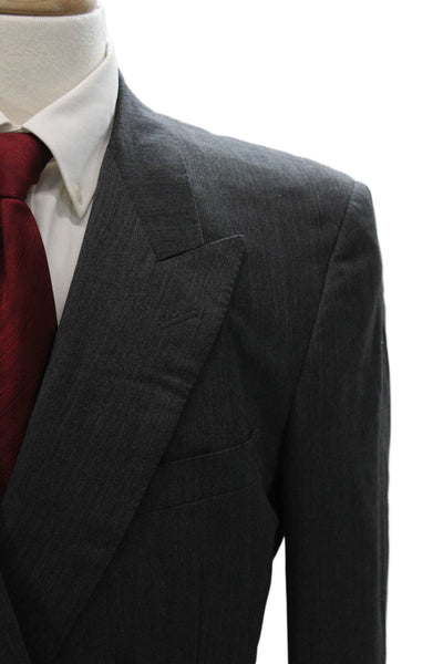 Dunhill Mens Wool Blazer Gray Buttoned Collared Solid Size 52