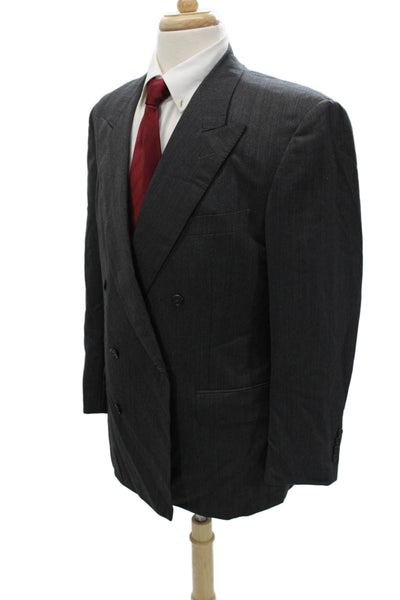 Dunhill Mens Wool Blazer Gray Buttoned Collared Solid Size 52