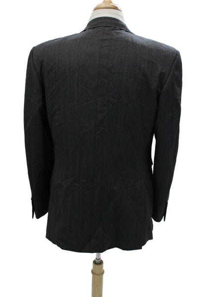 Dunhill Mens Wool Blazer Gray Buttoned Collared Solid Size 52