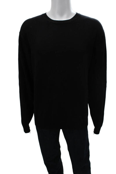 Brooks Brothers Mens Black Cotton Crew Neck Solid Long Sleeve Sweater Size 2XL