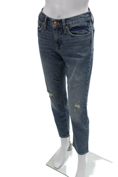 J Crew Womens Straight Jeans Blue Cotton Mid Rise Solid Size 23