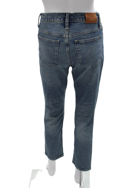 J Crew Womens Straight Jeans Blue Cotton Mid Rise Solid Size 23