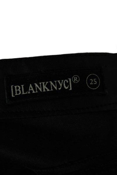 Blank NYC Women Black Faux Leather Solid Pants Size 25