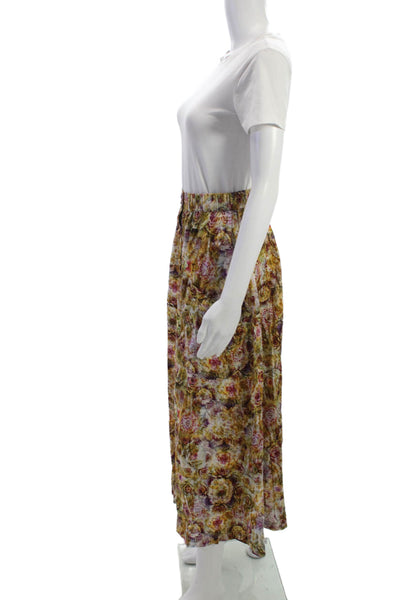 Emily Factor Womens Floral Yellow Cotton Midi Skirt Size 4